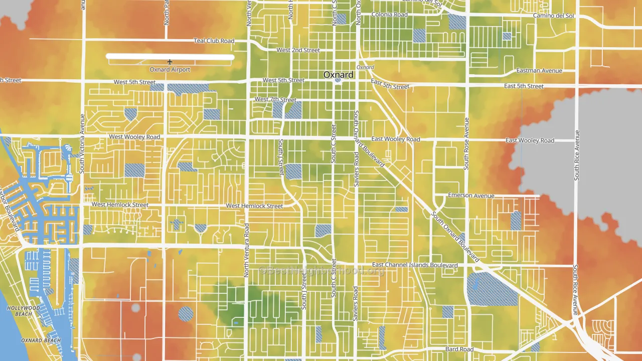 Bike Grade map of Kamala Park, Oxnard, CA