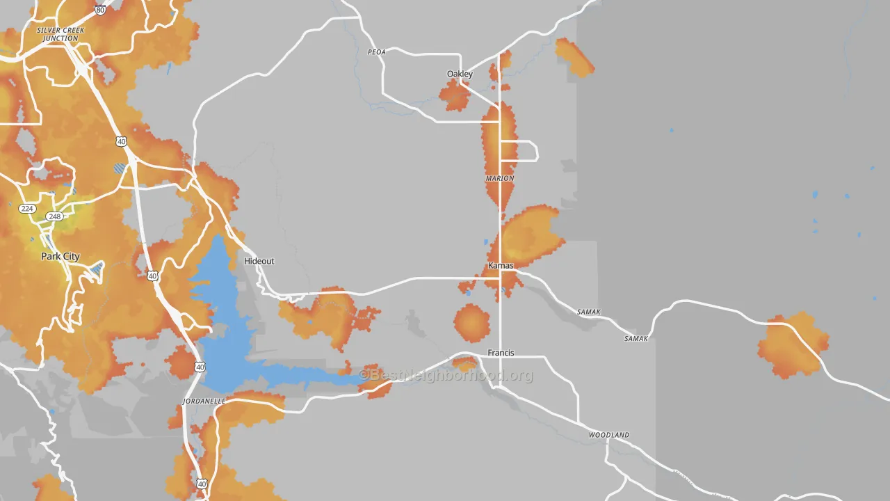 Bike Grade map of Kamas, UT