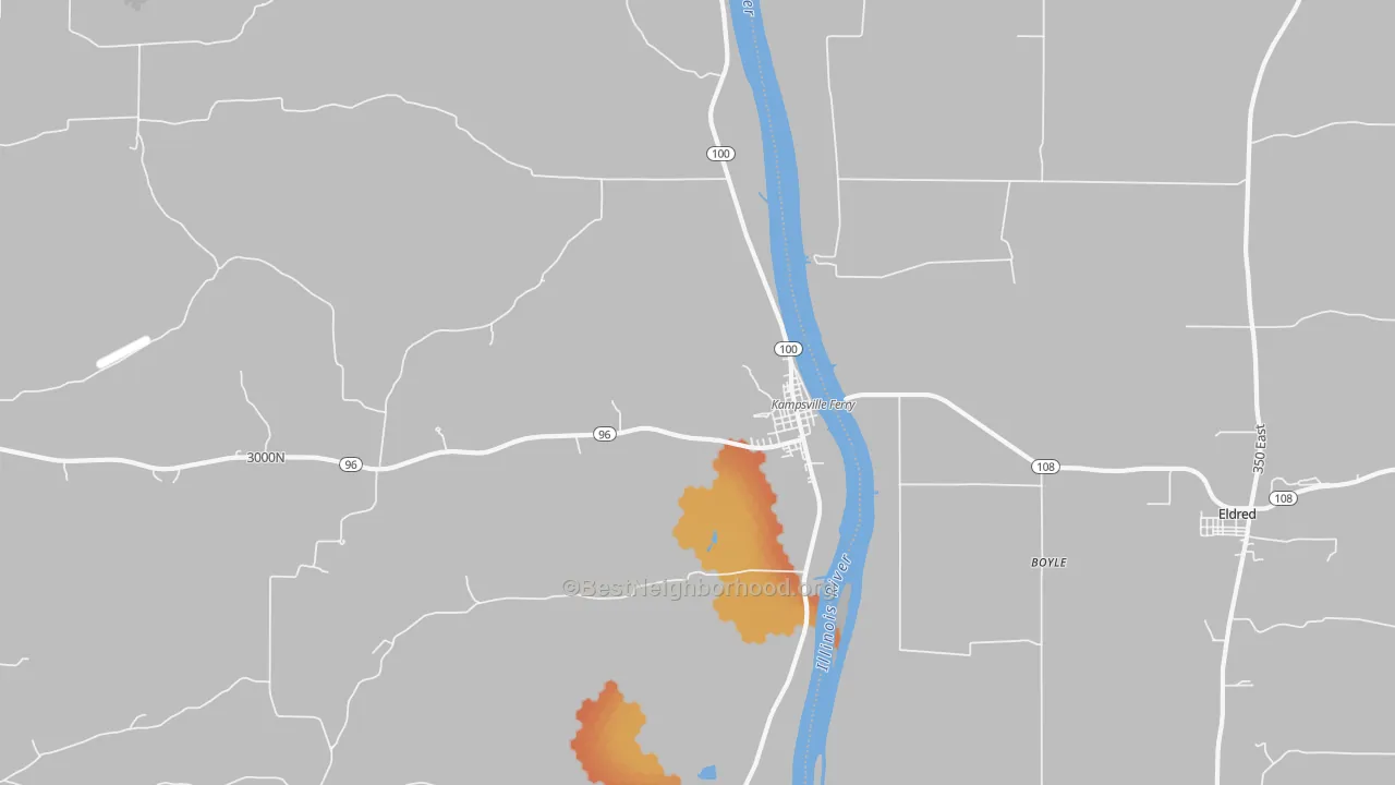 Bike Grade map of Kampsville, IL