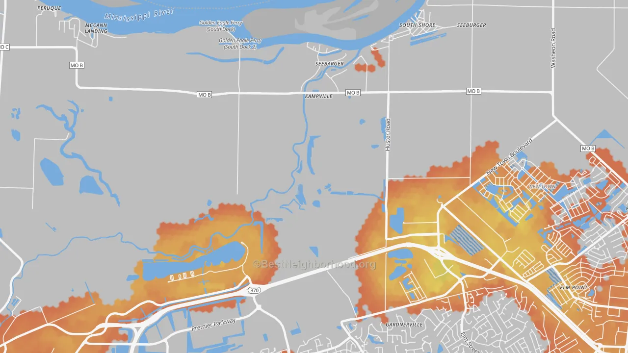 Bike Grade map of Kampville, MO