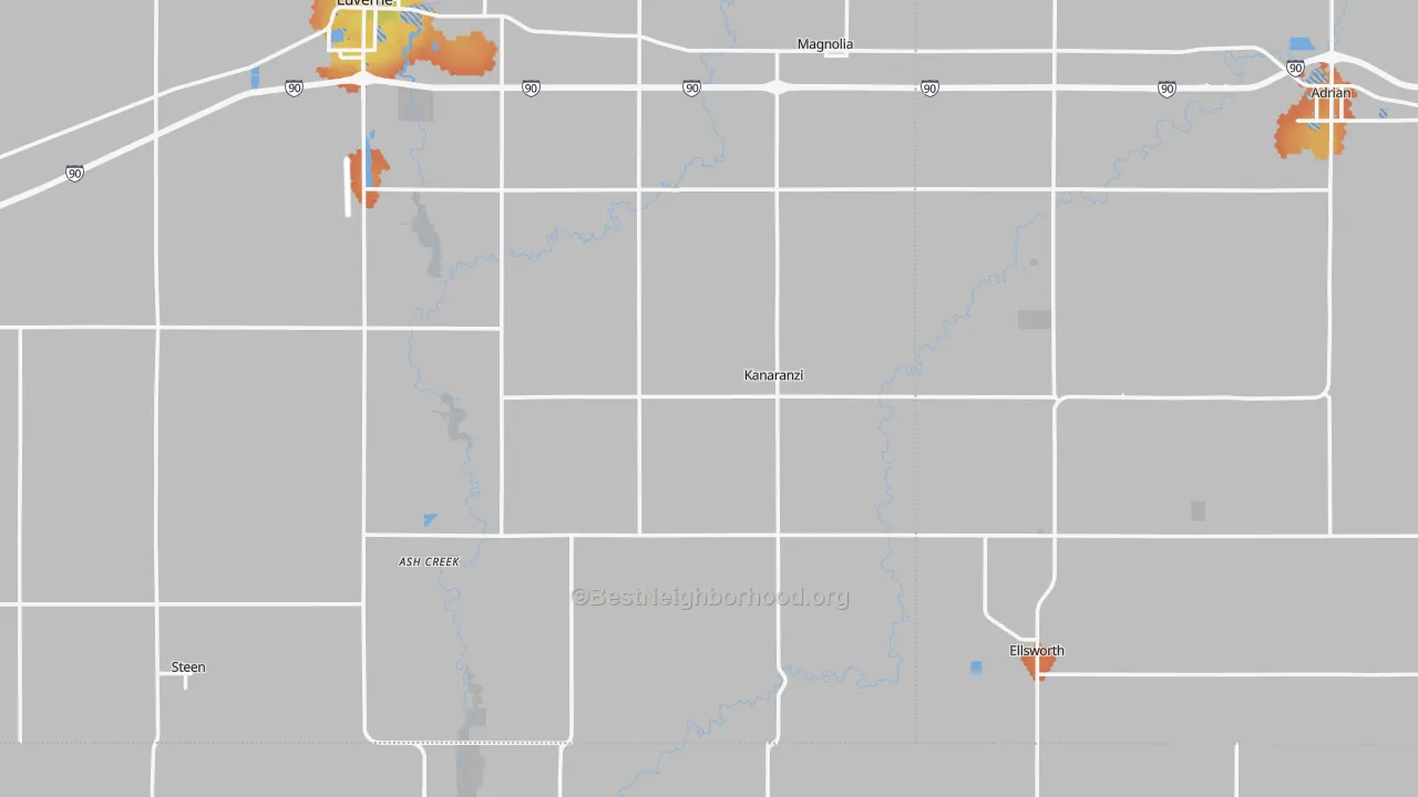 Bike Grade map of Kanaranzi, MN