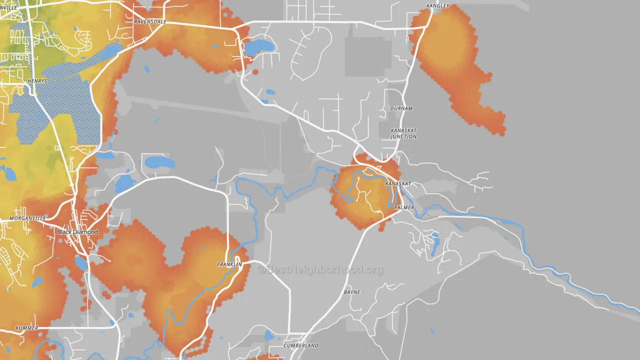Bike Grade map of Kanaskat, WA
