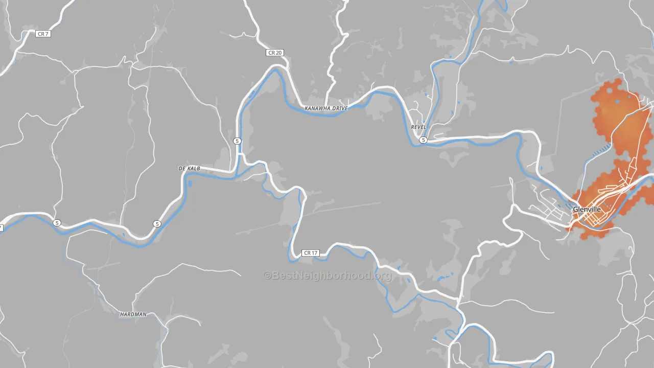 Bike Grade map of Kanawha Drive, WV