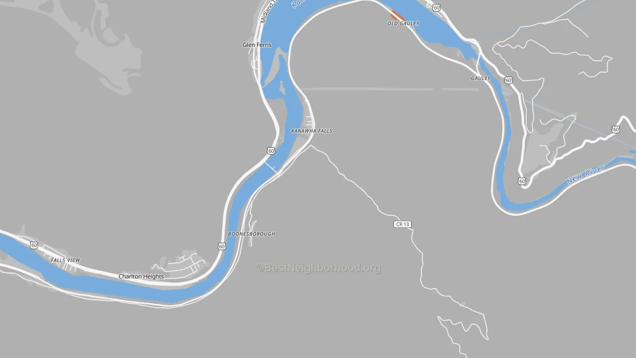 Bike Grade map of Kanawha Falls, WV