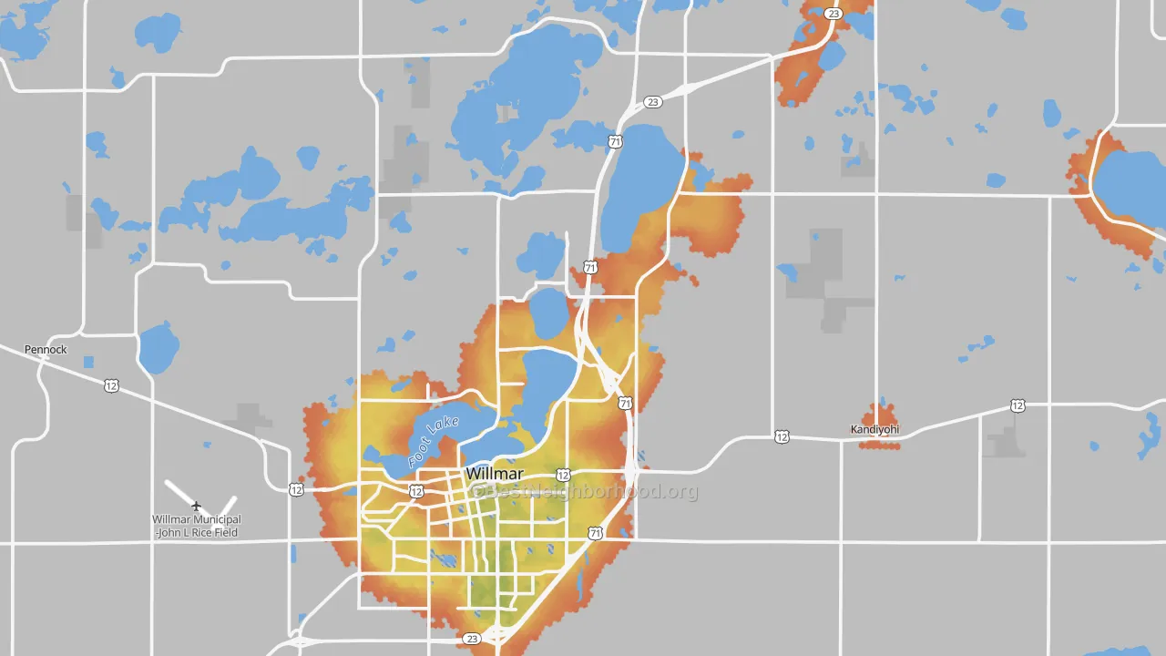 Bike Grade map of Kandiyohi County, MN