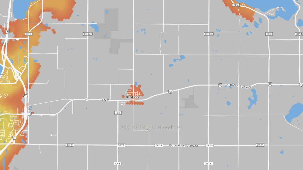 Bike Grade map of Kandiyohi, MN