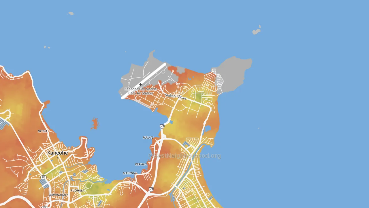 Bike Grade map of Kaneohe Bay, HI