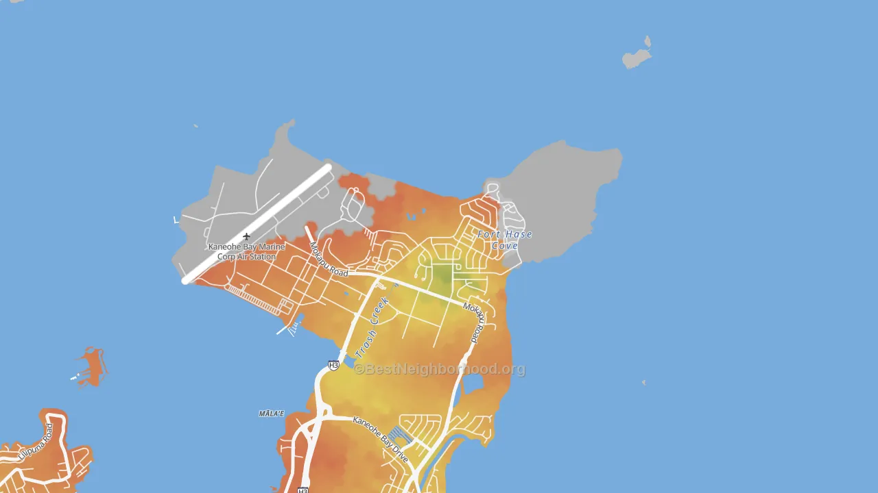 Bike Grade map of Kaneohe Station, HI