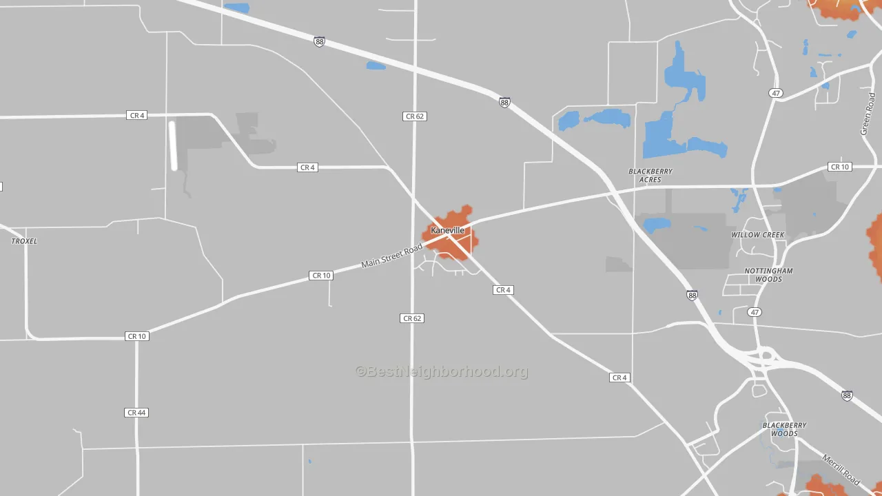 Bike Grade map of Kaneville, IL