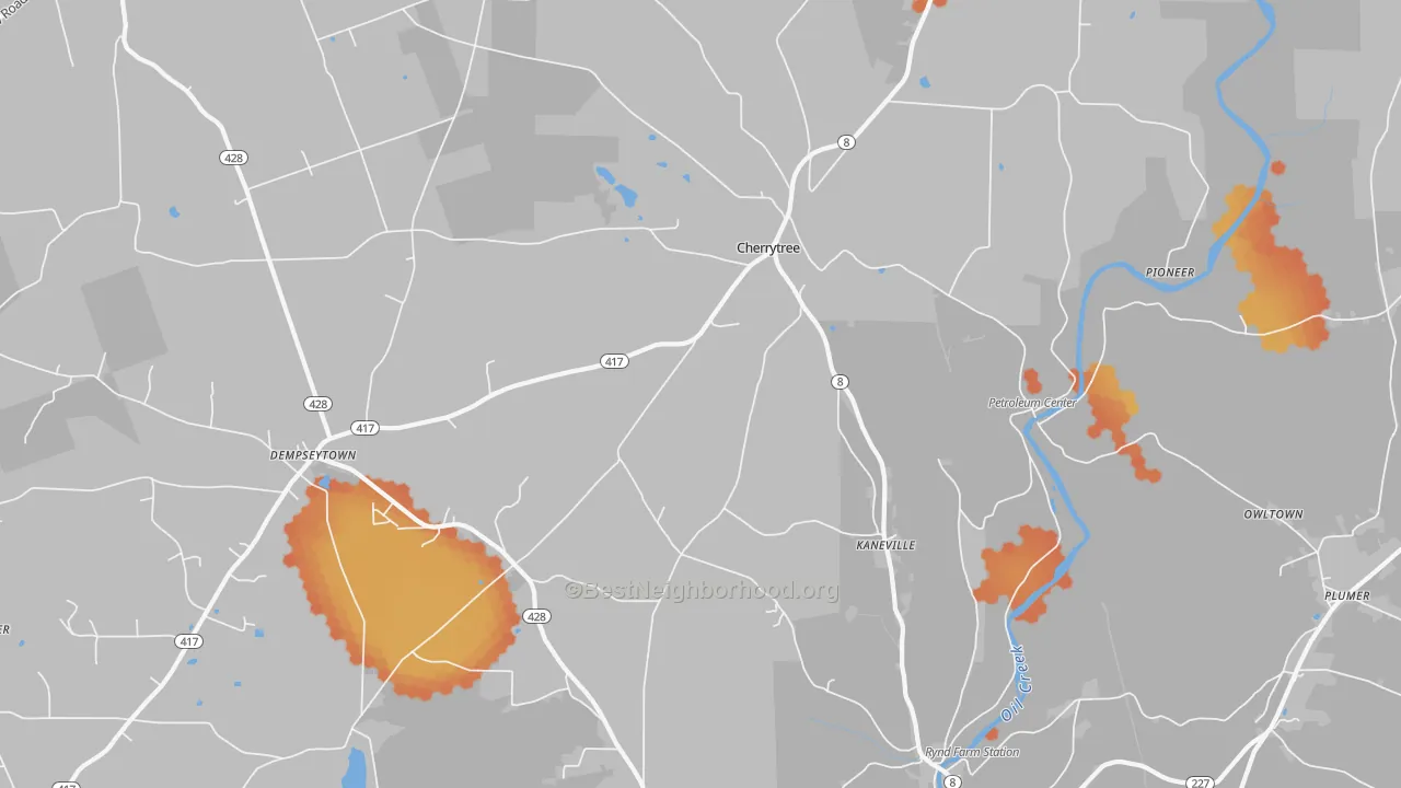 Bike Grade map of Kaneville, PA