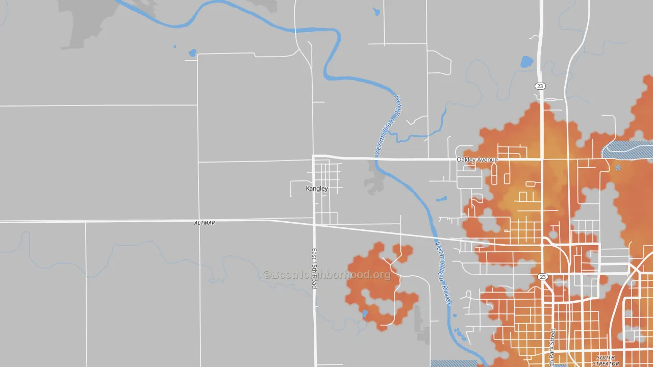 Bike Grade map of Kangley, IL