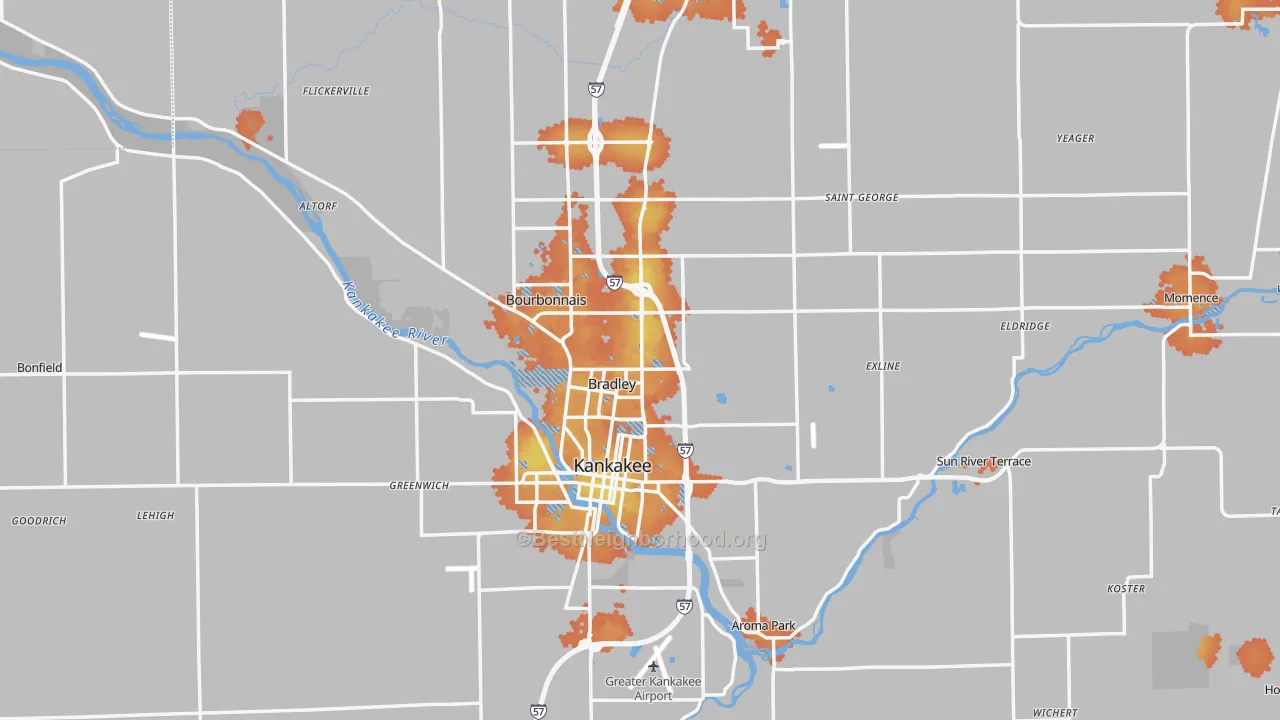 Bike Grade map of Kankakee County, IL