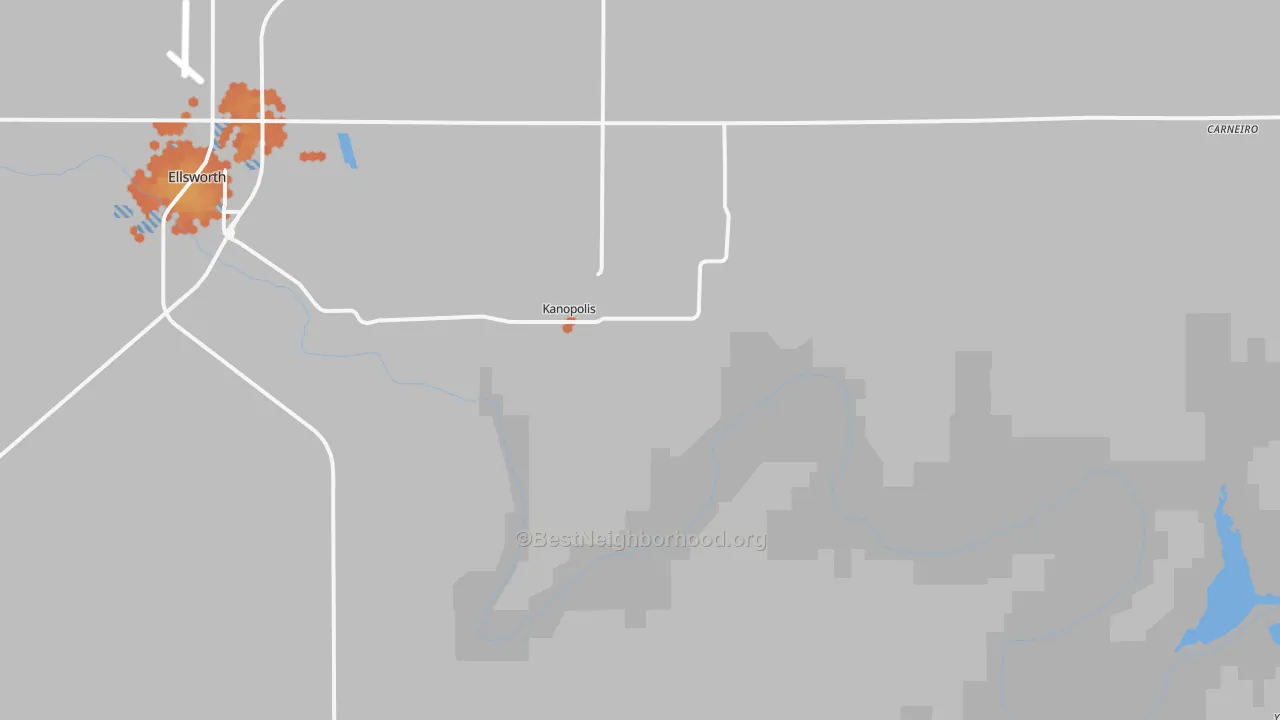 Bike Grade map of Kanopolis, KS