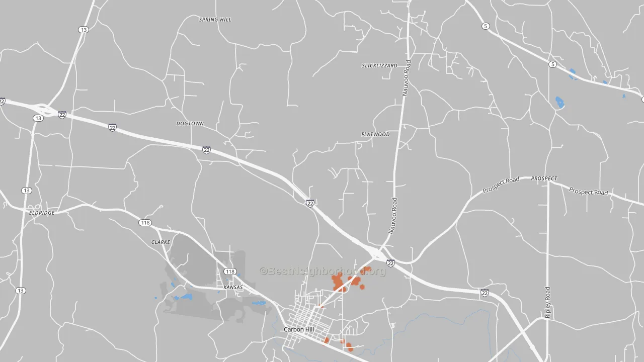 Bike Grade map of Kansas, AL
