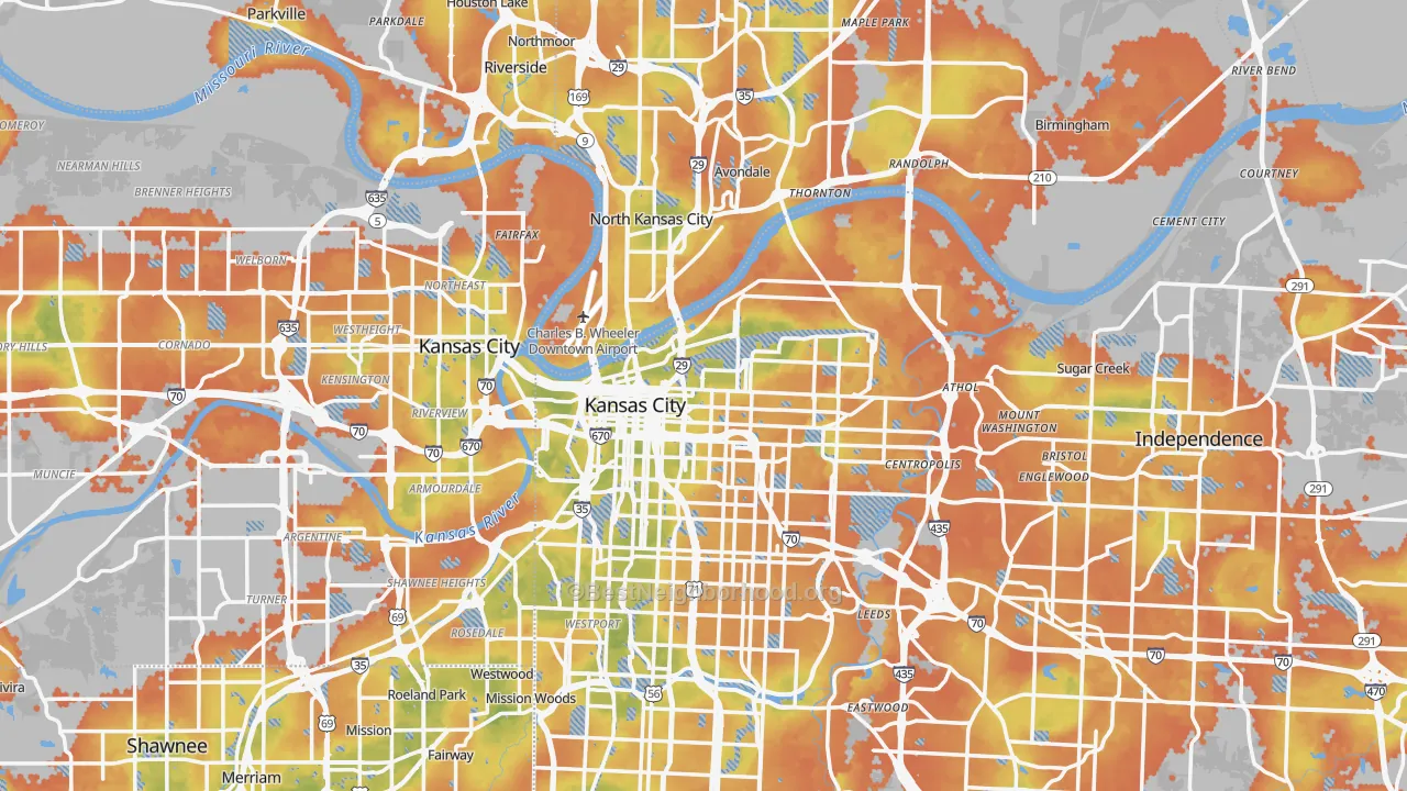 Bike Grade map of Kansas City, MO