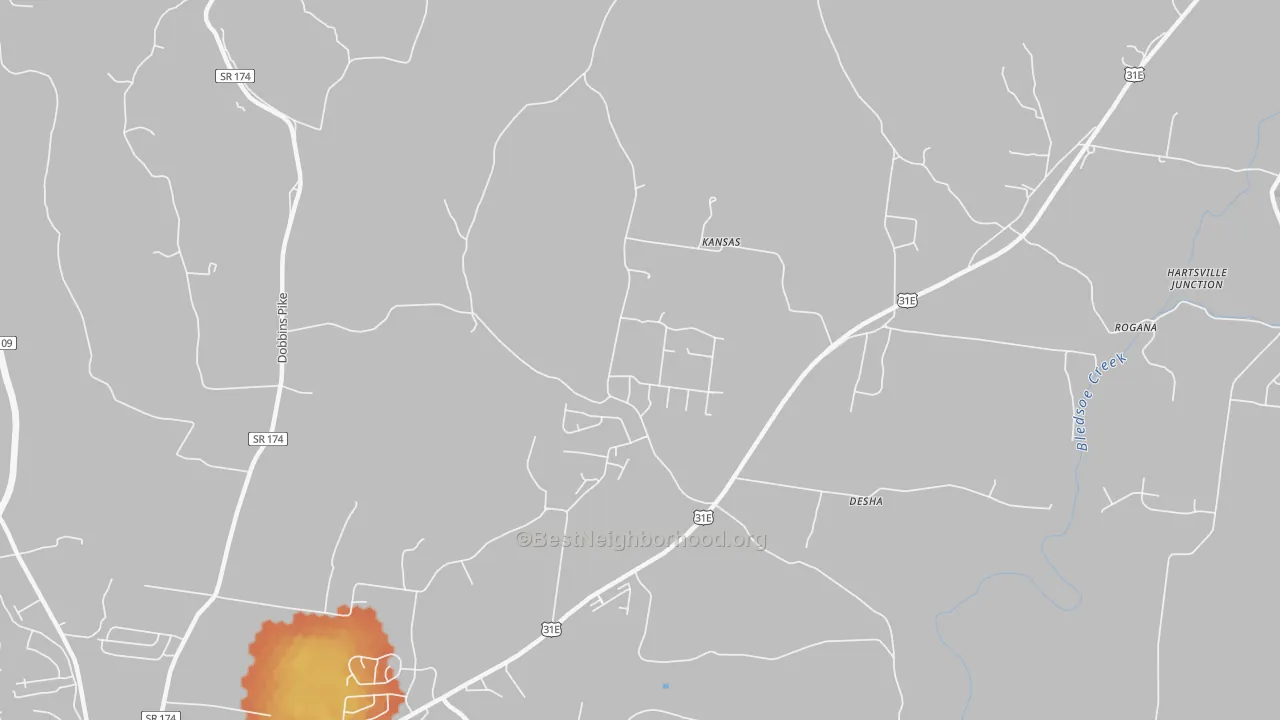 Bike Grade map of Kansas, TN