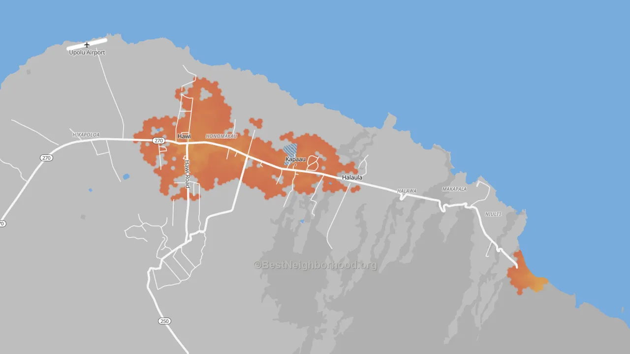 Bike Grade map of Kapaau, HI