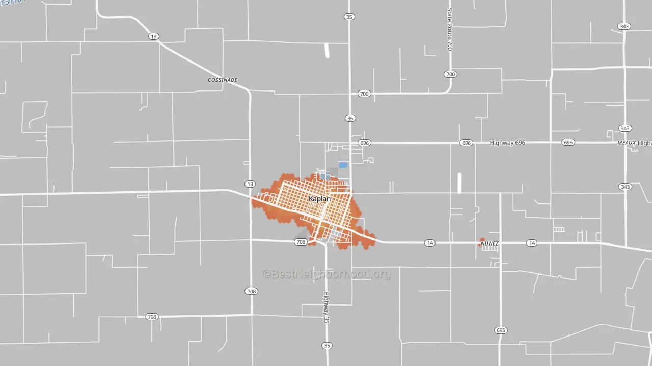 Bike Grade map of Kaplan, LA