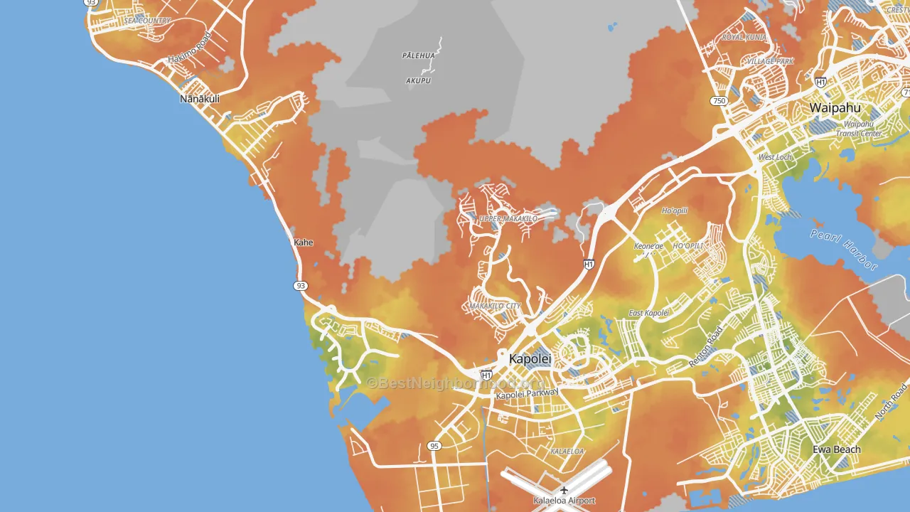 Bike Grade map of Kapolei, HI