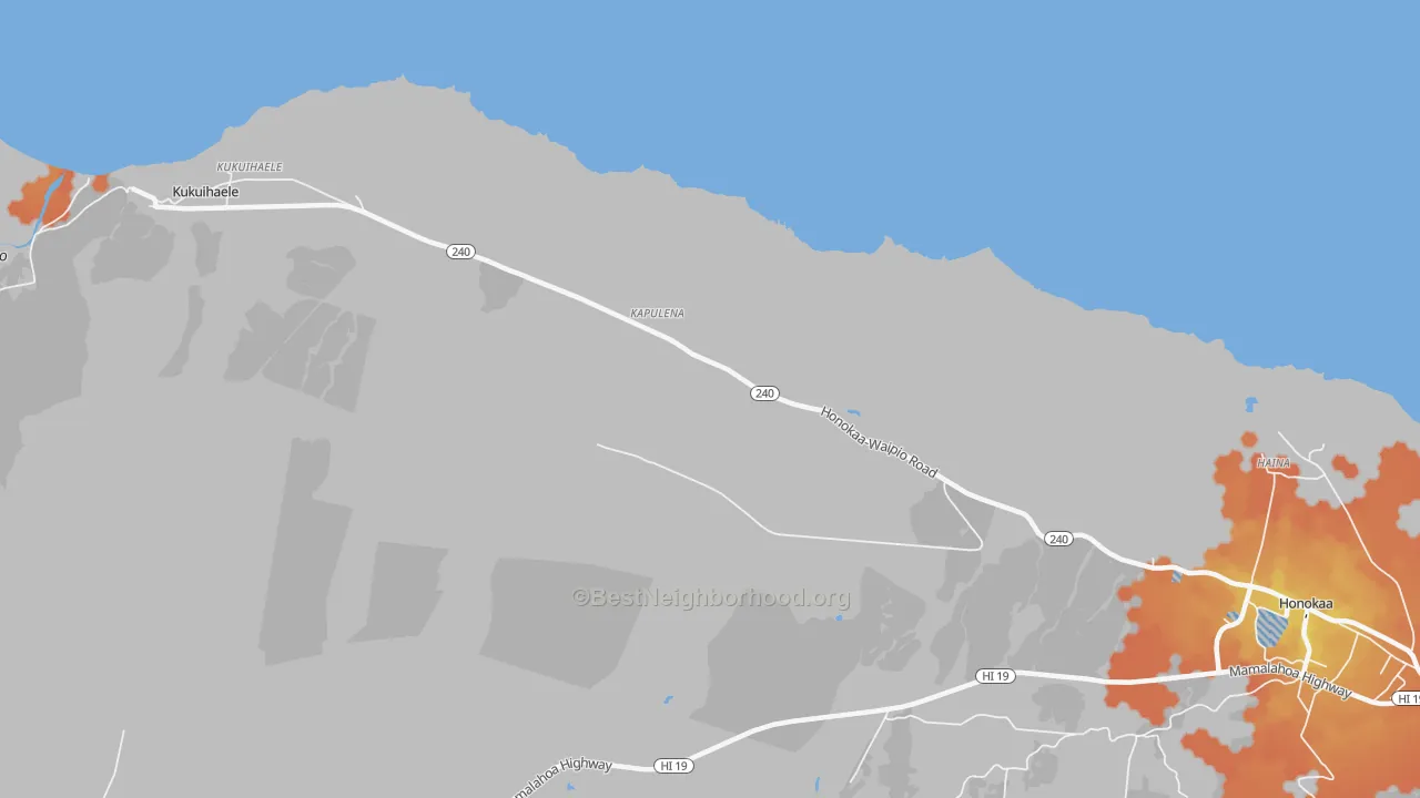 Bike Grade map of Kapulena, HI
