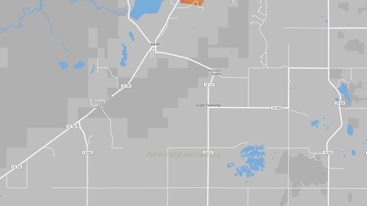Bike Grade map of Karlin, MI