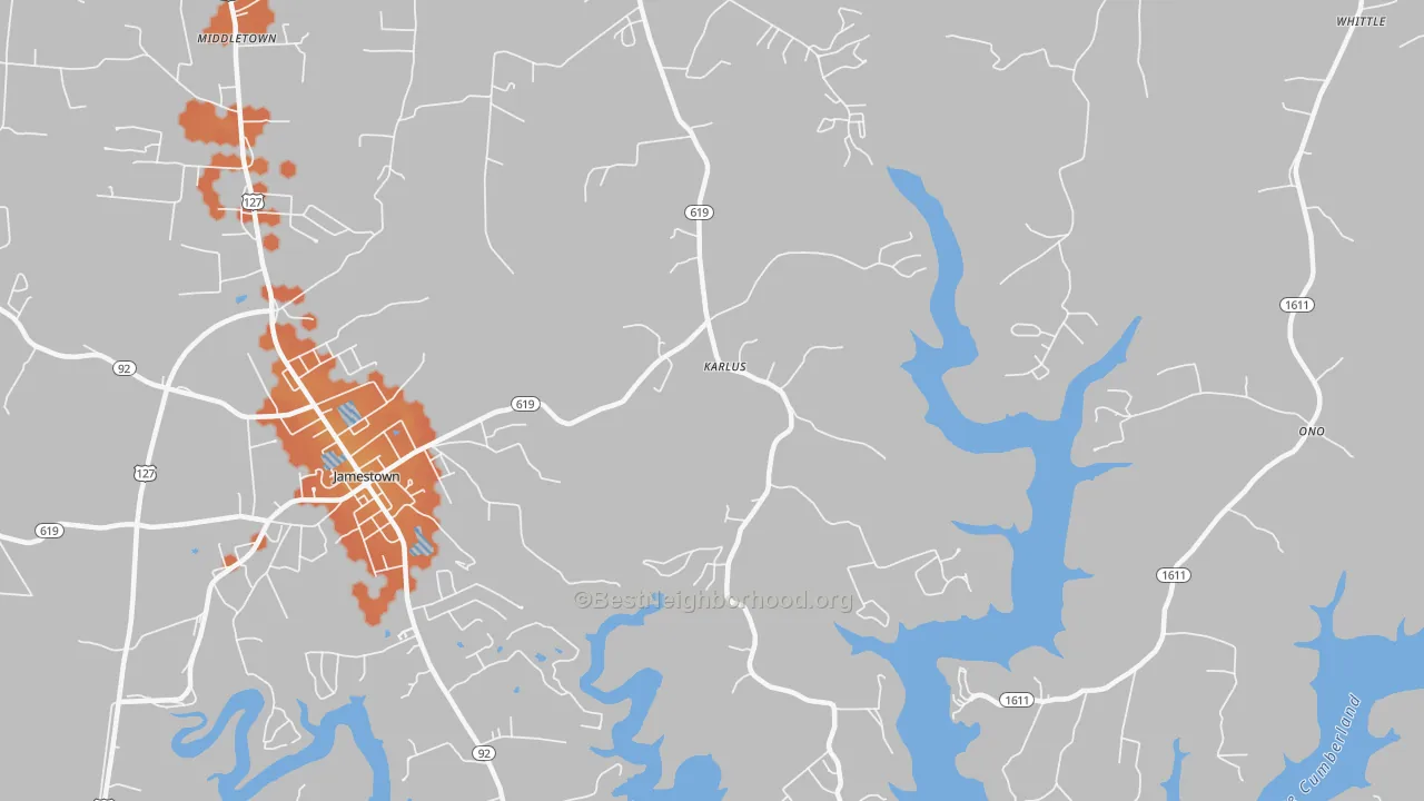 Bike Grade map of Karlus, KY