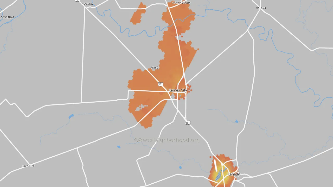 Bike Grade map of Karnes City, TX