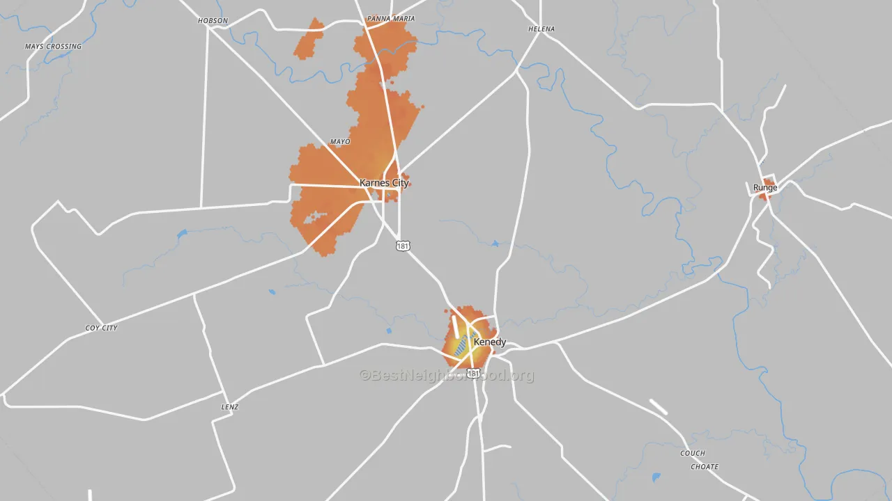 Bike Grade map of Karnes County, TX