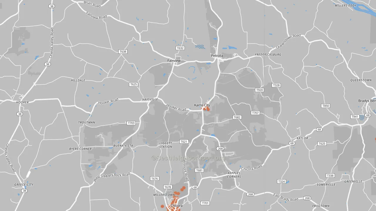 Bike Grade map of Karns City, PA