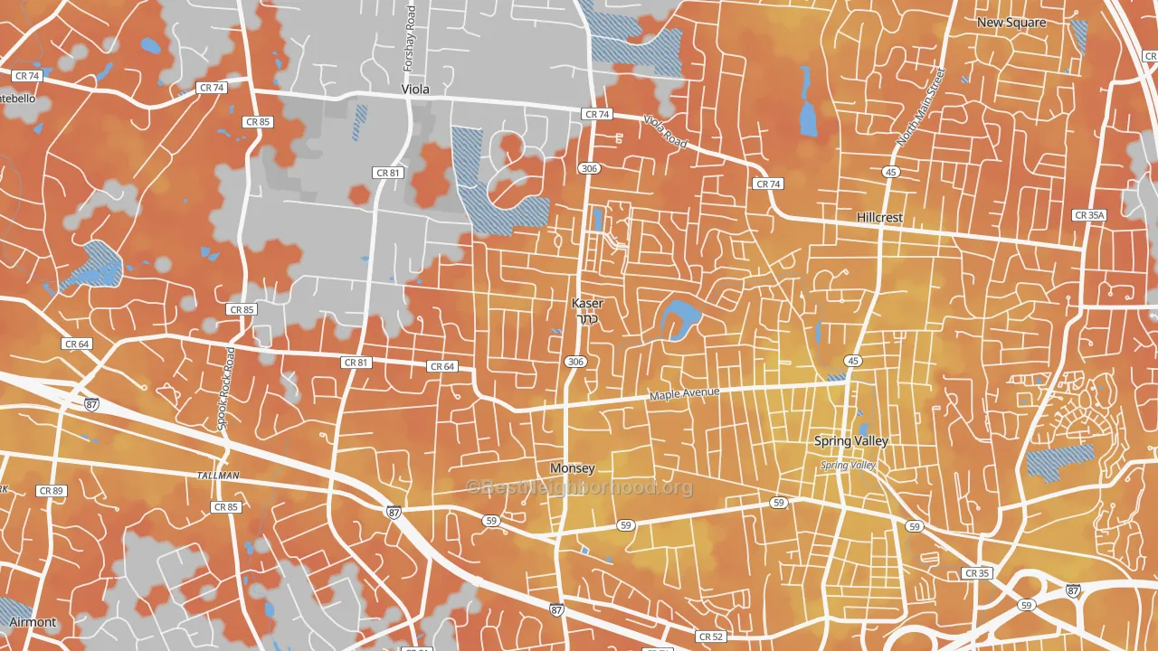 Bike Grade map of Kaser, NY