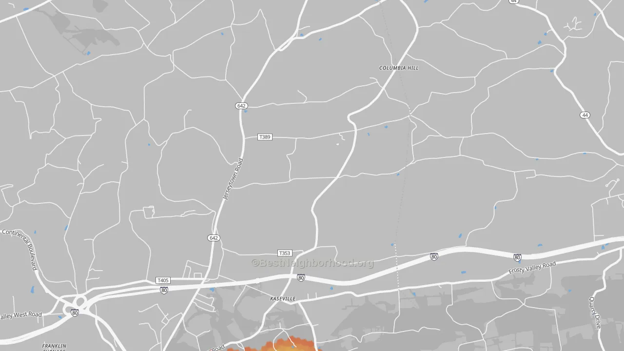 Bike Grade map of Kaseville, PA