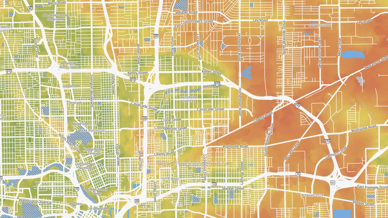 Bike Grade map of Kashmere Gardens, Houston, TX