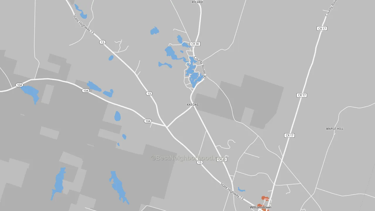 Bike Grade map of Kasoag, NY