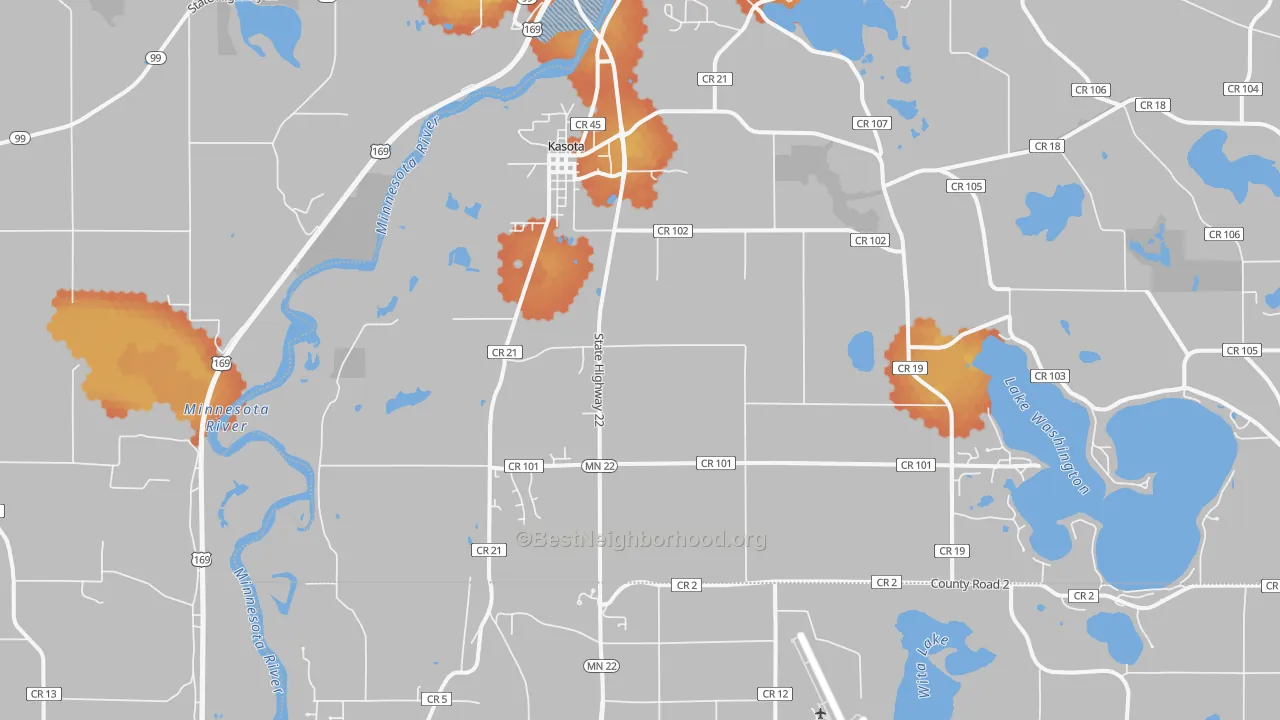 Bike Grade map of Kasota, MN