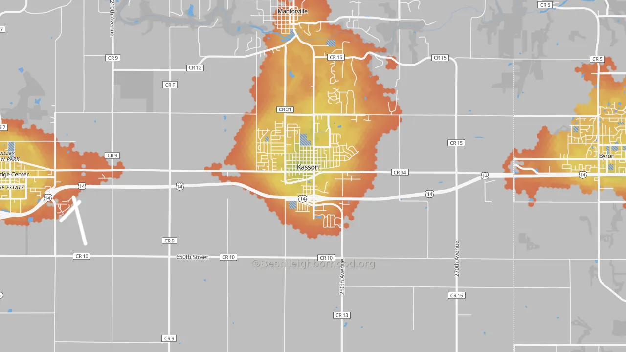 Bike Grade map of Kasson, MN
