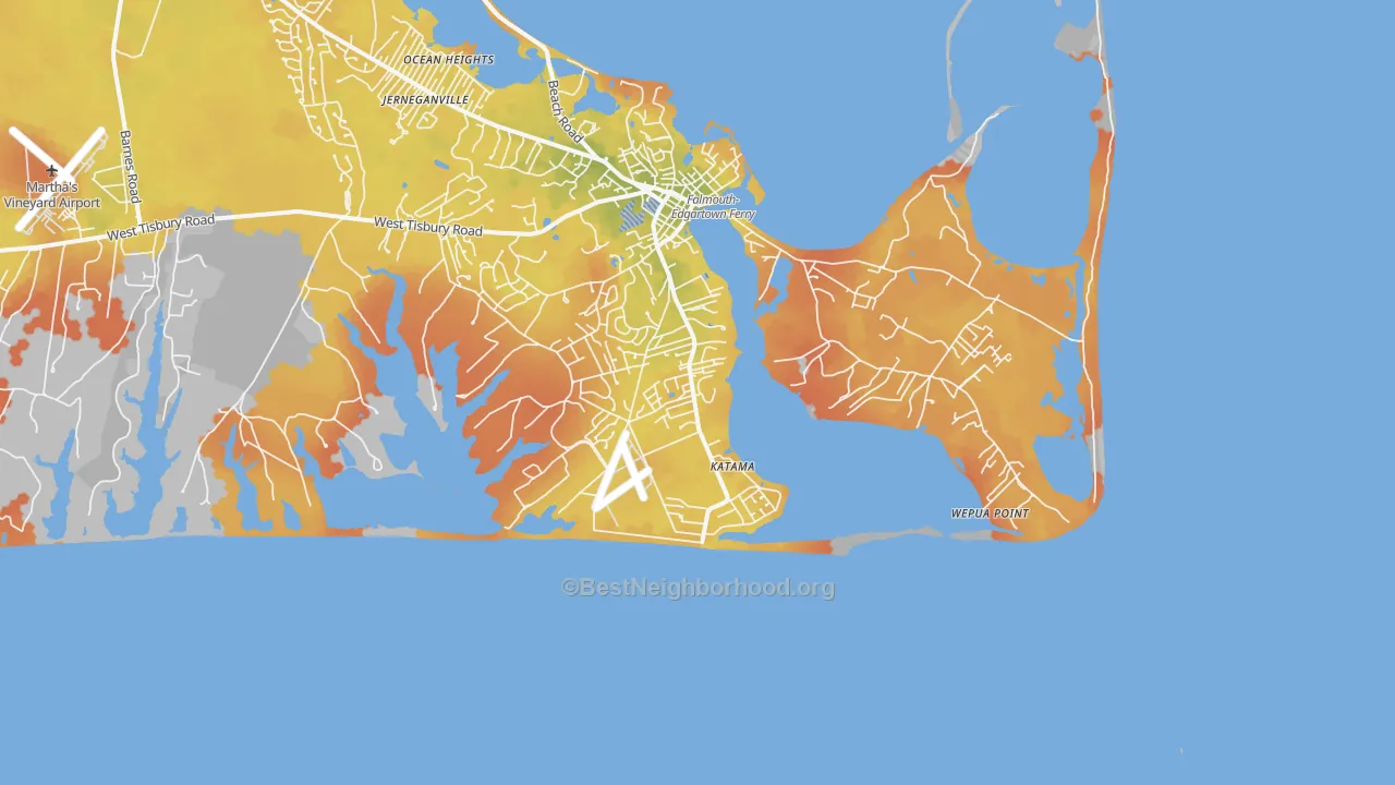 Bike Grade map of Katama, MA