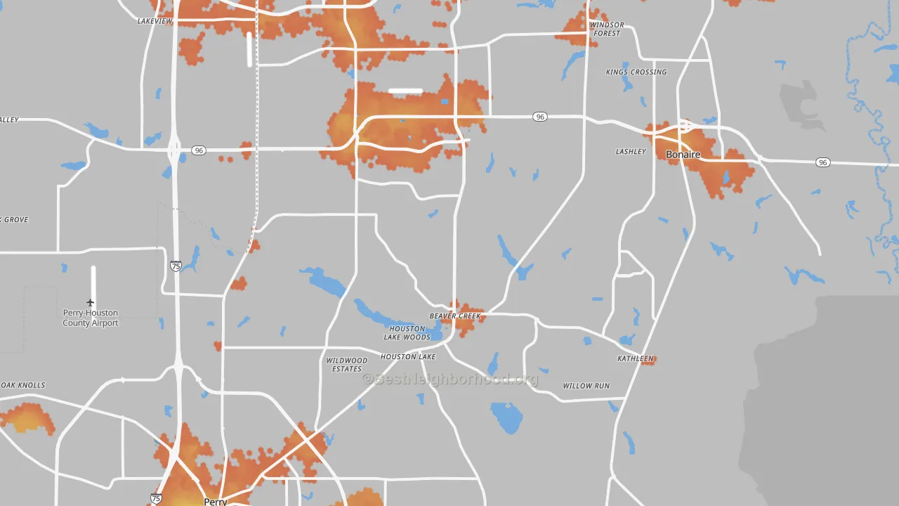 Bike Grade map of Kathleen, GA