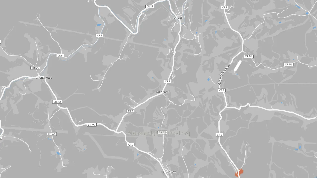 Bike Grade map of Katy Lick, WV