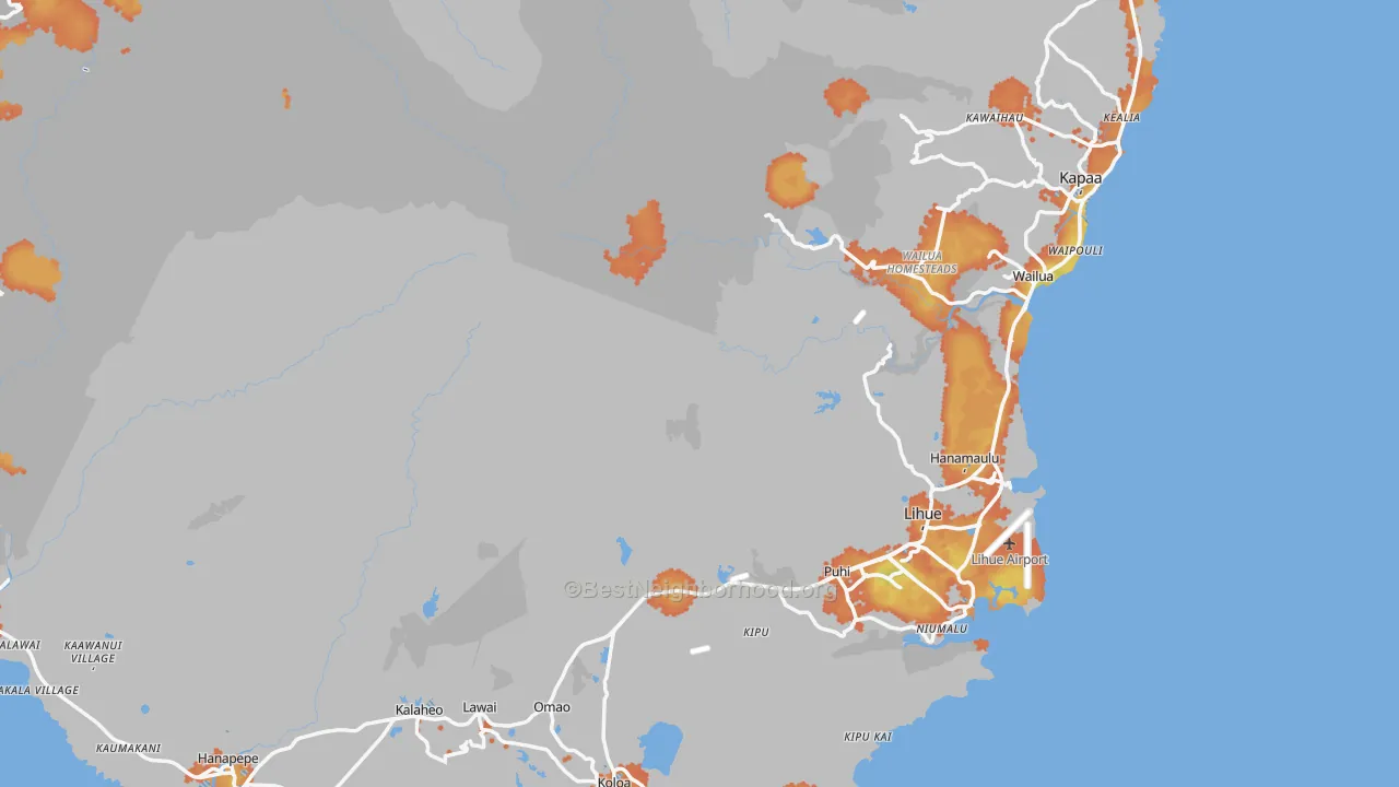 Bike Grade map of Kauai County, HI