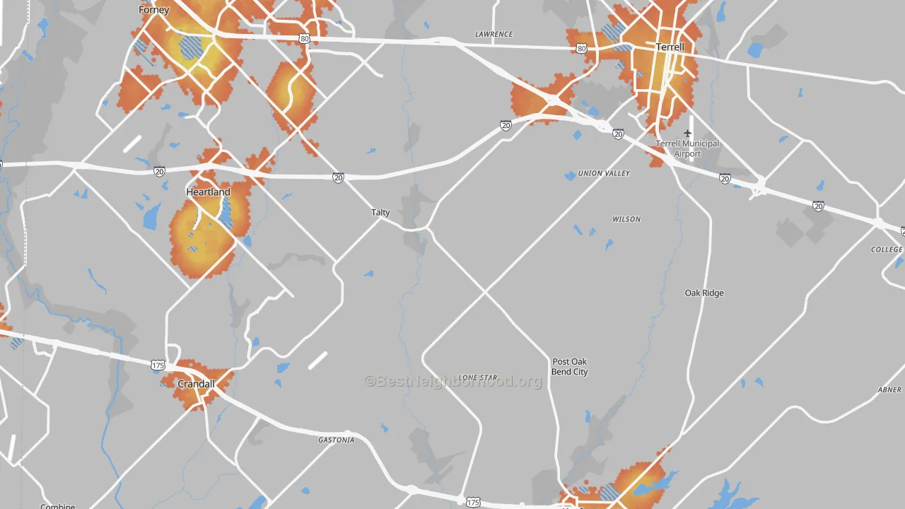 Bike Grade map of Kaufman County, TX