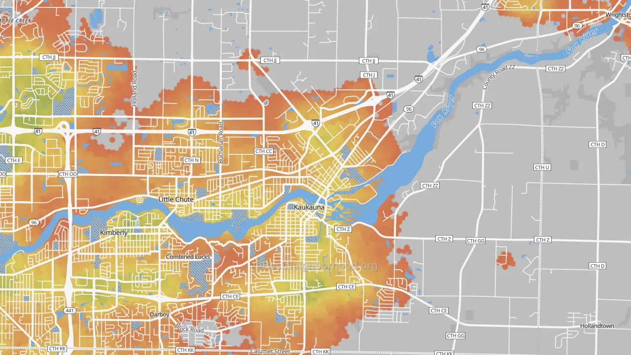 Bike Grade map of Kaukauna, WI