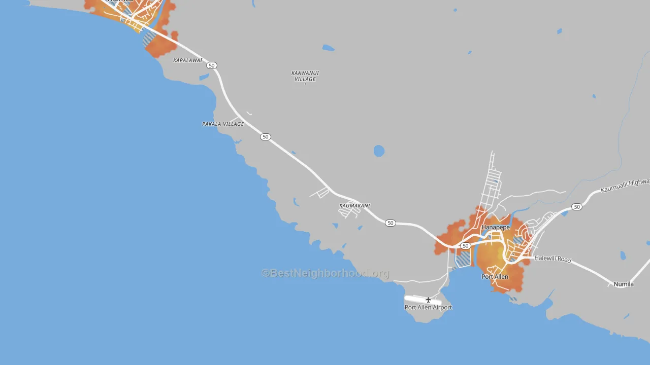 Bike Grade map of Kaumakani, HI