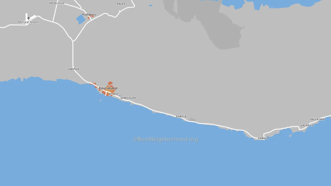 Bike Grade map of Kaunakakai, HI