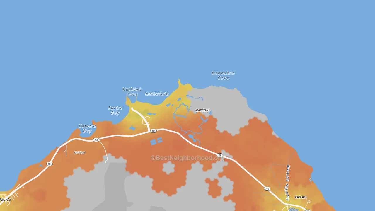 Bike Grade map of Kawela, HI