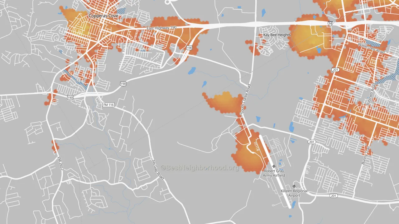 Bike Grade map of Kay Bee Heights, TX