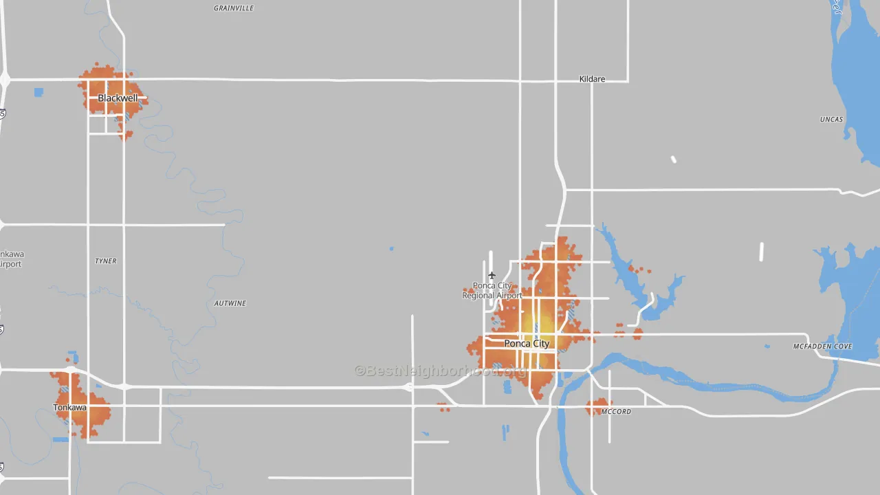 Bike Grade map of Kay County, OK