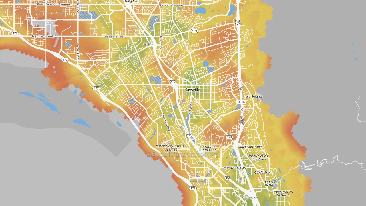 Bike Grade map of Kaysville, UT