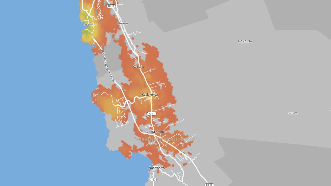 Bike Grade map of Kealakekua, HI
