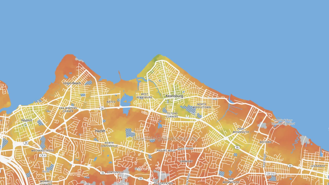 Bike Grade map of Keansburg, NJ