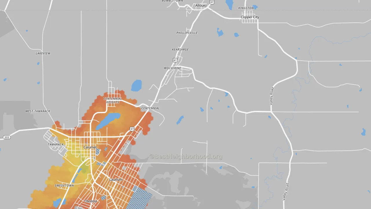 Bike Grade map of Kearsarge, MI